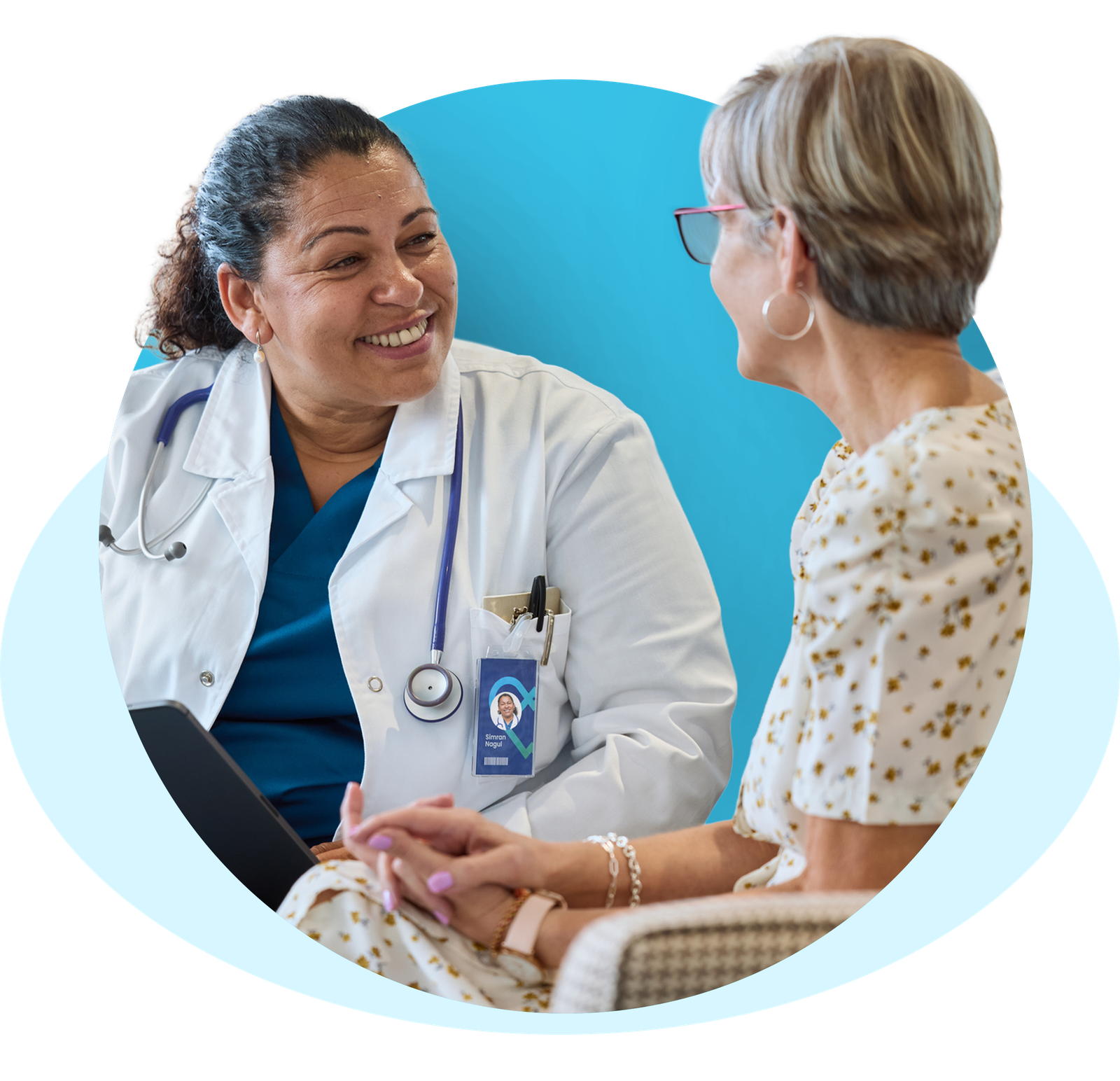 Healthcare caregiver with patient