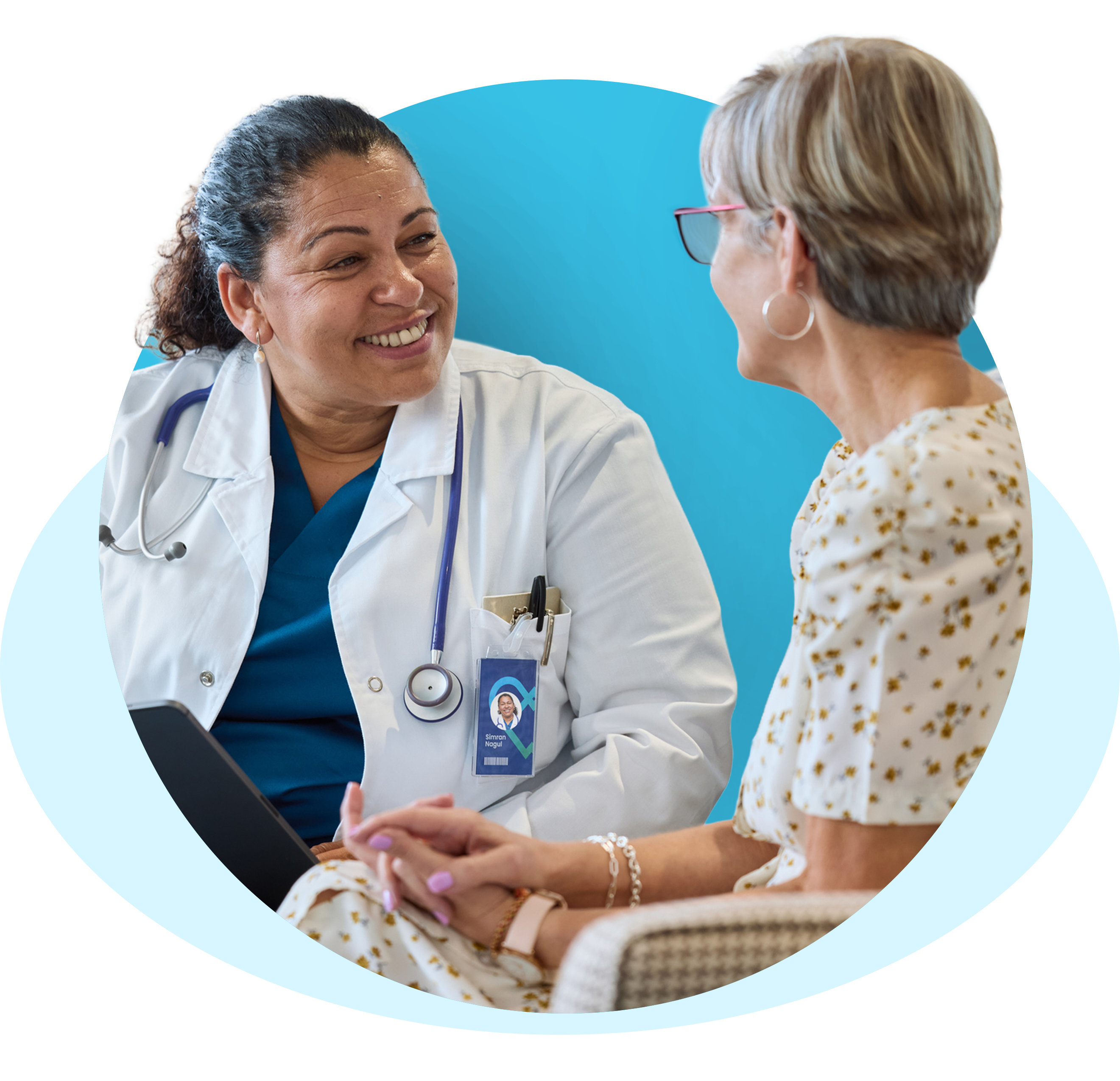 Healthcare caregiver with patient